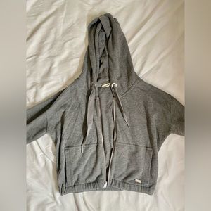 A&F grey crop zip up jacket hoodie